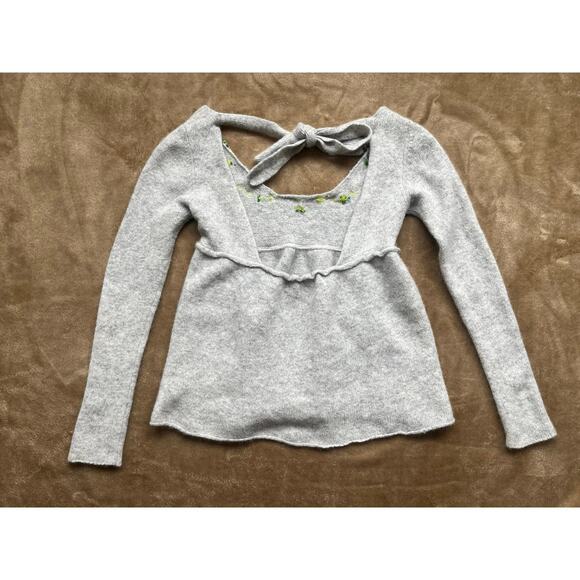 Free People Angora/Wool Gray Open Back Sequins Sweater Women’s Size Small - Picture 3 of 7